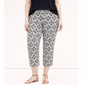 Loft Julie Fit Pants Size 12 Crop Black & White